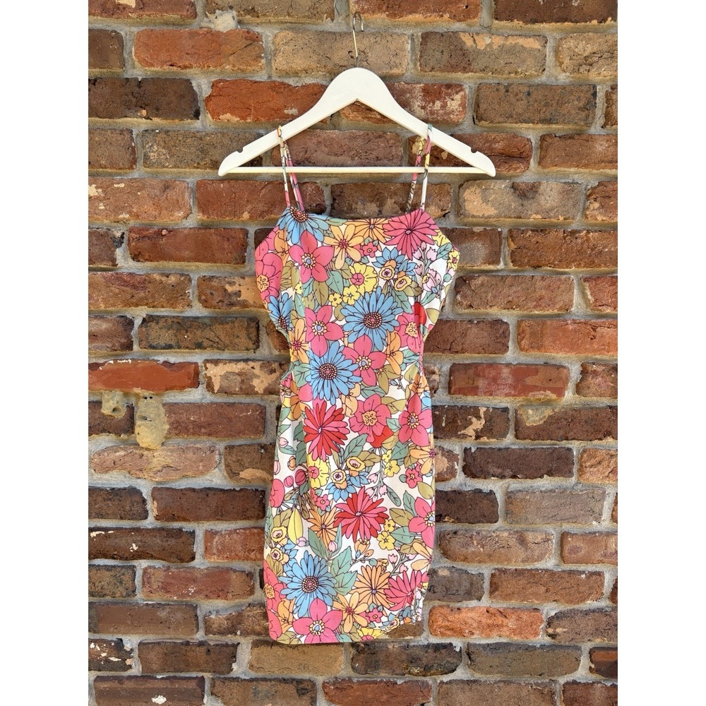 Lelis Collection Floral Colorful waist cut out Dress Mini summer size Small